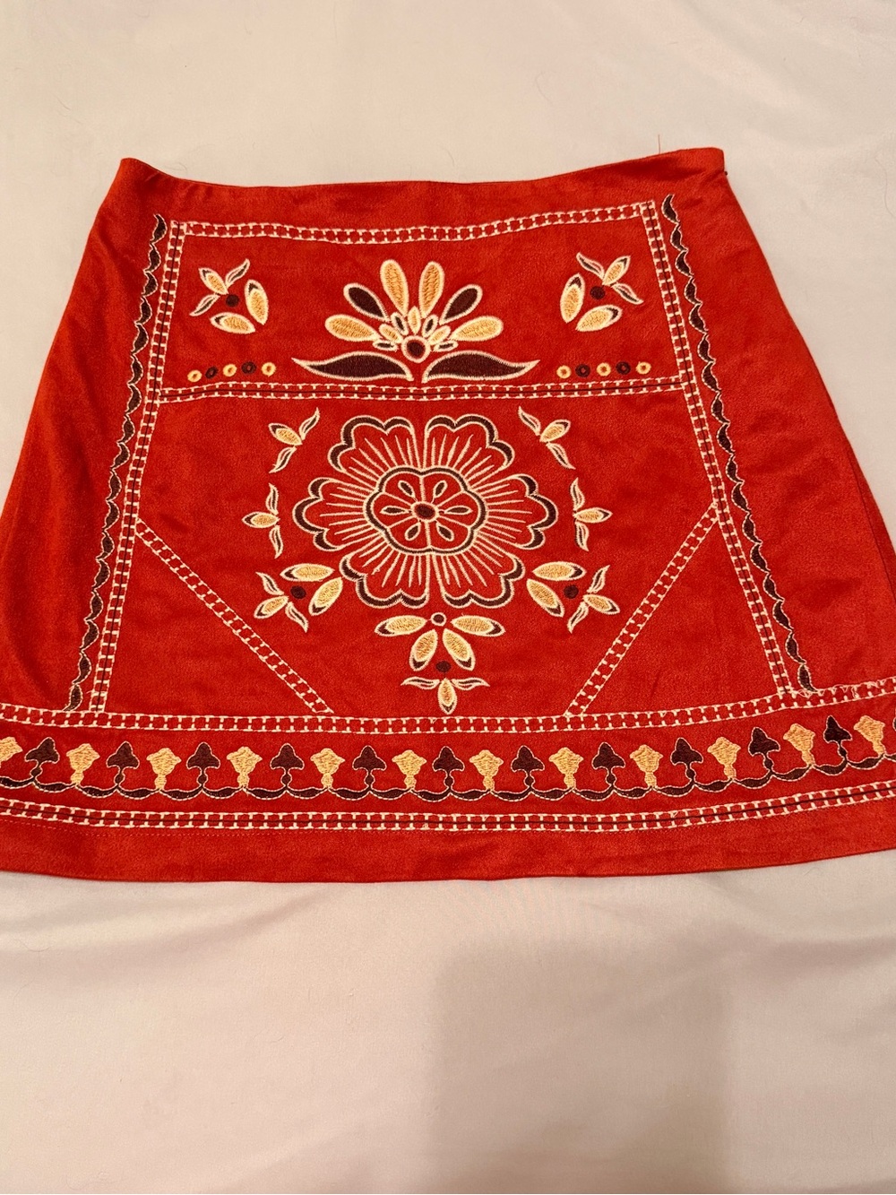 Francesca’s Embroidered Mini Skirt with Yellow & Cream Accents